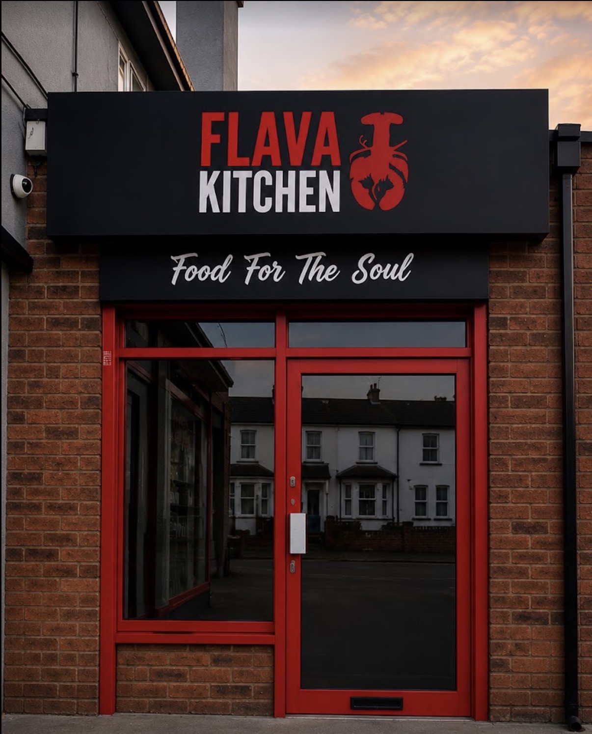 Flava Kitchen shopfront on Black Swan Lane, Luton