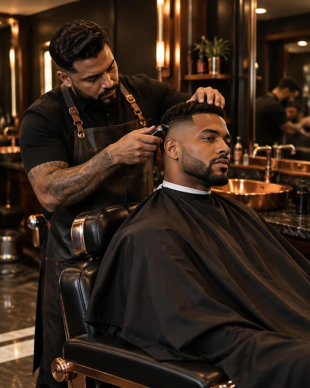 Premium barber delivering a precise fade